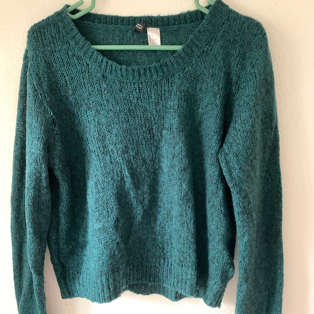 Divided forest green sweater